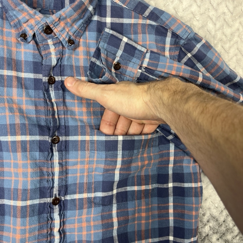 J. Crew Lightweight Flannel Shirt Mens M Blue Plaid Workwear Outdoor - Picture 3 of 10
